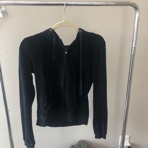 Black velvet / velour zip up hoodie